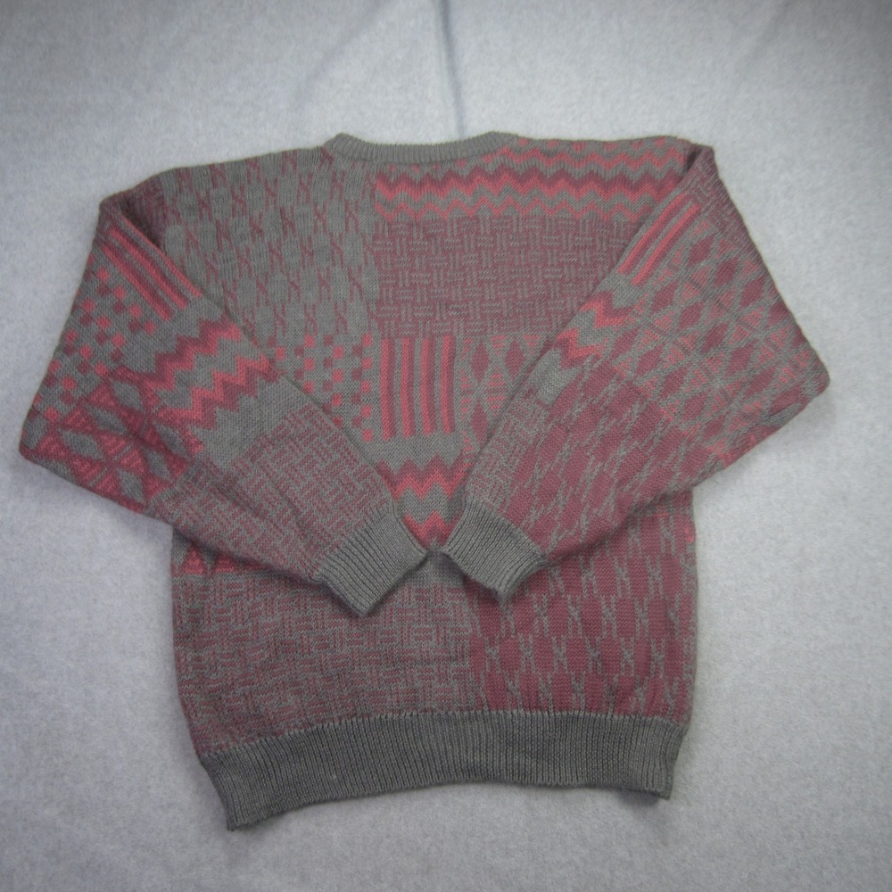 Vtg FENZIA Sweater Mens Large Geometric Wool Blend Long Sleeve Knit Grandpa - Picture 6 of 13